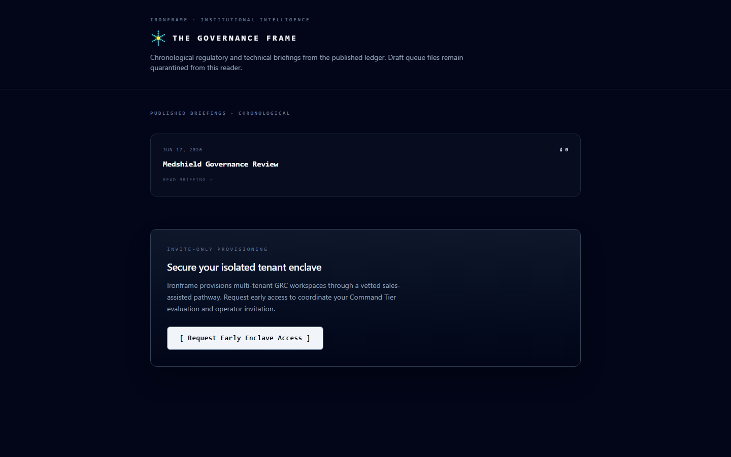 Chapter 8 — Governance Frame Briefing Reader